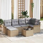 vidaXL Ensemble de canapé de jardin 7 Pièces Beige Poly rotin