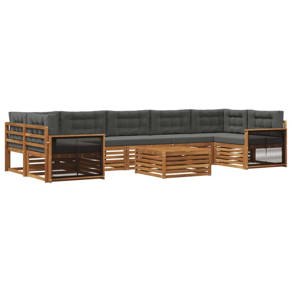 vidaXL Ensemble de canapés d'extérieur 8 Pièces Naturel et Anthracite