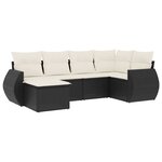vidaXL Salon de jardin 6 Pièces avec coussins noir résine tressée