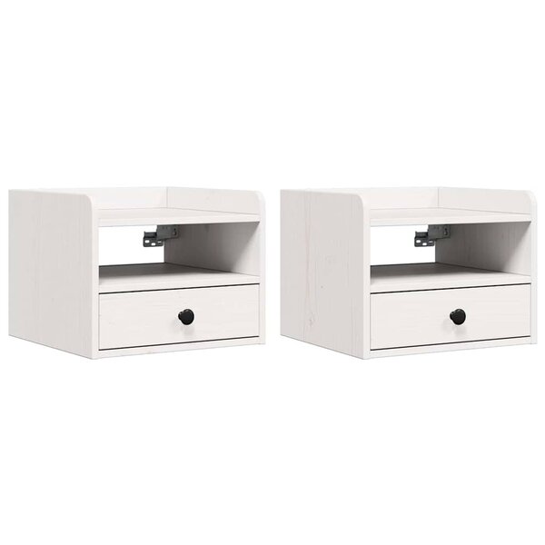 vidaXL Table de chevet avec tiroir 2 Pièces Blanc 38 x 36 x 29 5 cm