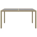 vidaXL Table de jardin 150x90x75 cm Verre trempé/résine tressée Beige