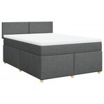 vidaXL Sommier à lattes de lit avec matelas Gris foncé 140x190cm Tissu