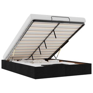 vidaXL Cadre de lit ottoman sans matelas noir 140x200 cm tissu