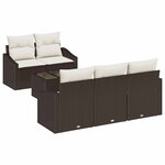vidaXL Ensemble de Canapés 6 Pièces Marron et Crème polyrotin