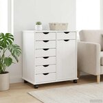vidaXL Cabinet roulant Blanc 63 5 x 39 x 65 5 cm Bois de Pin Massif