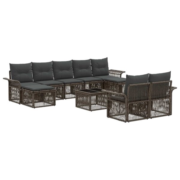 vidaXL Ensemble de canapé de jardin 10 pc Gris polyrotin