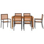 Ensemble de salle à manger jardin 7 pièces vidaXL en poly rotin noir et acacia