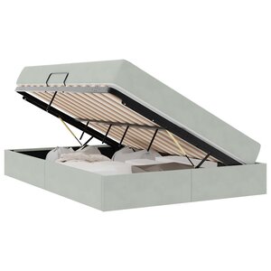 vidaXL Lit avec rangement et matelas Gris clair 140 x 200 cm Velours