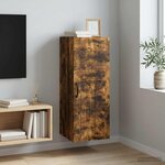 vidaXL Armoire Murale Chêne fumé 33 x 34 5 x 90 cm Bois d'ingénierie