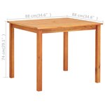 vidaXL Table de jardin 88x88x74 cm Bois d'acacia massif