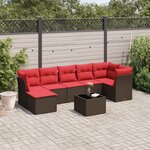 vidaXL Salon de jardin 8 Pièces avec coussins marron résine tressée