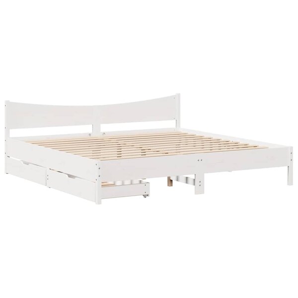 vidaXL Cadre de lit avec tiroirs blanc 180x200 cm bois de pin massif