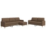 vidaXL Ensemble de canapés 3 Pièces avec repose-pied marron tissu
