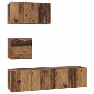 vidaXL Ensemble meuble TV 4 Pièces Bois Ancien Bois d'ingénierie