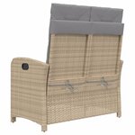 vidaXL Banc inclinable de jardin avec coussins beige résine tressée
