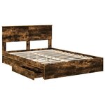 vidaXL Lit de Rangement Chêne fumé 135 x 190 cm Bois d'ingénierie