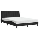 vidaXL Lit avec matelas Hanko noir 140x200 cm velours