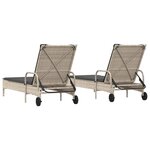 vidaXL Chaises longues avec coussins lot de 2 gris résine tressée