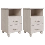 vidaXL Tables de chevet HAMAR 2 Pièces Blanc 40x35x62 cm Bois massif