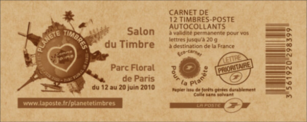 Carnet de 12 Marianne Rouge 20g TVP - couverture Salon du Timbre