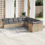 vidaXL Salon de jardin avec coussins 10 Pièces beige résine tressée