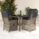 vidaXL Ensemble à manger de jardin 5 Pièces coussins gris résine tressée