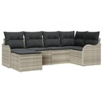 Ensemble de canapé de jardin vidaXL 6 pièces avec coussins en rotin poly gris clair
