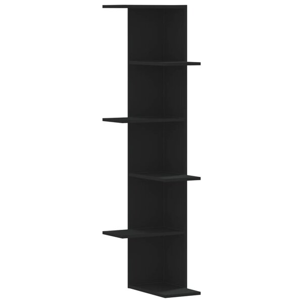 vidaXL Étagère d'angle murale noir 36 5x36 5x140 cm bois d'ingénierie