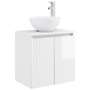 vidaXL Vanité de lavabo mural Blanc brillant 49 5 x 35 x 63 cm