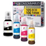 Pack compatible avec EPSON 105/106 ECOTANK  4 bouteilles d'encre