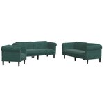 vidaXL Ensemble de canapés 3 Pièces vert foncé velours