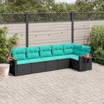 vidaXL Salon de jardin 6 Pièces avec coussins noir résine tressée