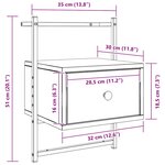 vidaXL Table de chevet murale chêne brun 35x30x51 cm bois d'ingénierie