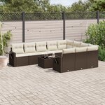vidaXL Salon de jardin et coussins 11 Pièces marron résine tressée