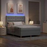 vidaXL Lit à ressorts avec bandes LED Gris clair 140 x 190 cm tissu