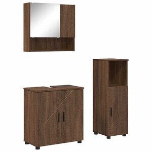 vidaXL Ensemble de mobilier de salle de bain 3 Pièces Chêne marron