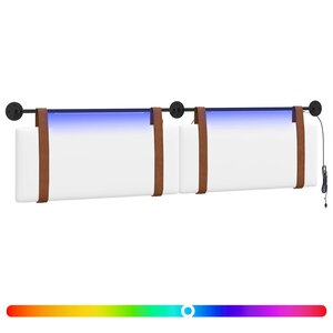 vidaXL Tête de lit suspendue Avec lumière LED Blanc PU antique