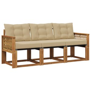 vidaXL Ensemble de canapés d'extérieur 3 pc Naturel et Beige