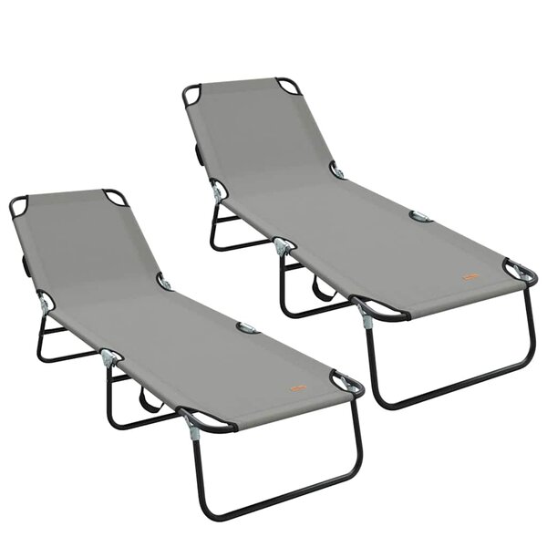 vidaXL Chaise longue pliante 2 pc Polyester Gris