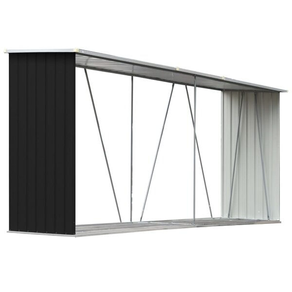 vidaXL Abri de stockage à bois Acier galvanisé 330x84x152cm Anthracite