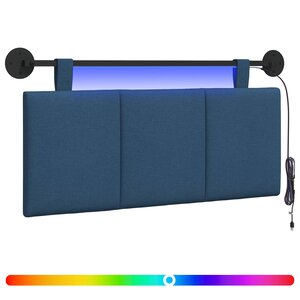 vidaXL Tête de lit suspendue Avec lumière LED Bleu Tissu