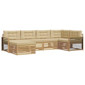 vidaXL Ensemble de canapés d'extérieur 6 pc Blanc et Beige Polyester