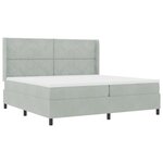 vidaXL Lit à Ressorts avec Matelas LED Gris clair 200 x 200 cm Velours