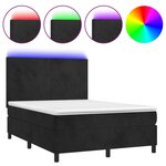 vidaXL Sommier à lattes de lit et matelas LED Noir 140x190 cm Velours