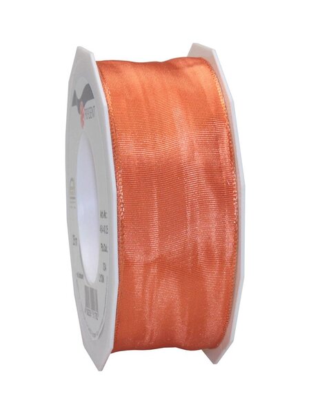 Ruban de soie acetat laitonné lyon 25-m-rouleau 40 mm saumon