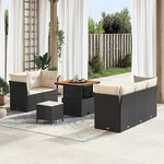 vidaXL Ensemble de canapé de jardin 8 Pièces Noir polyrotin