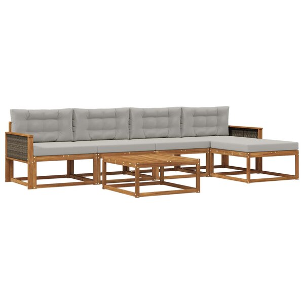 vidaXL Ensemble de canapés d'extérieur 6 Pièces Naturel et Gris clair