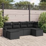 vidaXL Ensemble de canapé de jardin avec coussin 6 Pièces Noir