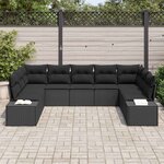 vidaXL Ensemble de canapé de jardin 9 Pièces Noir Poly Rattan