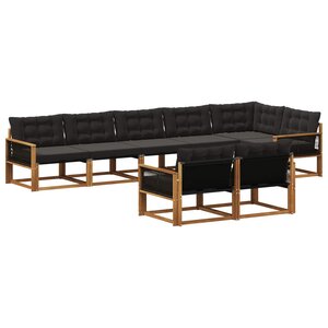 vidaXL Ensemble de canapés d'extérieur 8 Pièces Naturel et noir